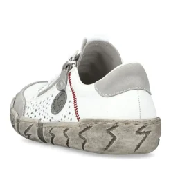 Rieker Antistress sportlicher Damen Slipper Reißverschluss Leder Lochmuster weiß S13 L0355-80