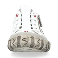 Rieker Antistress sportlicher Damen Slipper Reißverschluss Leder Lochmuster weiß S13 L0355-80