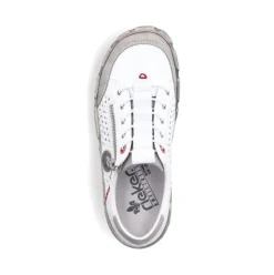 Rieker Antistress sportlicher Damen Slipper Reißverschluss Leder Lochmuster weiß S13 L0355-80