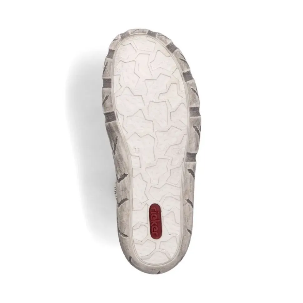 Rieker Antistress sportlicher Damen Slipper Reißverschluss Leder Lochmuster weiß S13 L0355-80