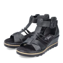 Rieker Damen Keilsandaletten asphaltschwarz S13 67480-01