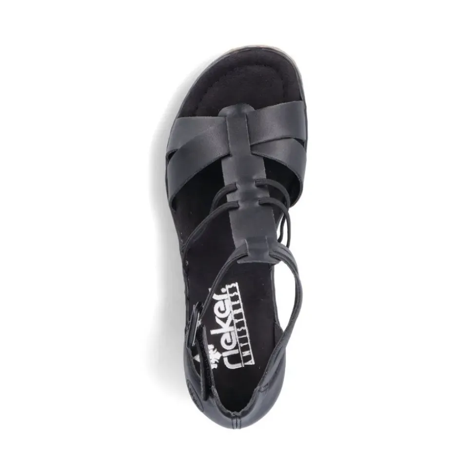 Rieker Damen Keilsandaletten asphaltschwarz S13 67480-01