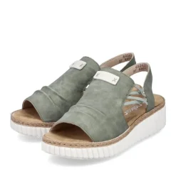 Rieker Damen Sandaletten Gummizug Extraweite grün S14 69262-52
