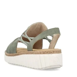 Rieker Damen Sandaletten Gummizug Extraweite grün S14 69262-52