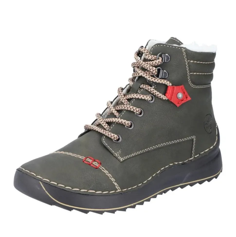 Rieker Damen Schnürboots Schnürstiefel Warmfutter grün S23 51545-54