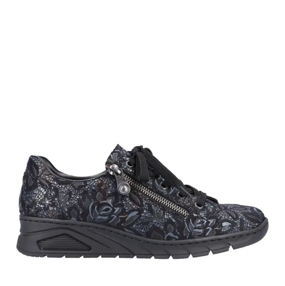 Rieker Damen Schnürschuhe schwarz-metallic S23 N3302-90