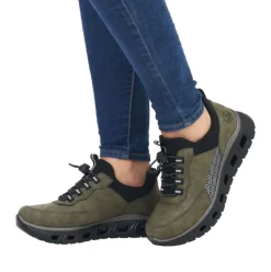 Rieker Damen Slipper Schnellschnürung grün S23 M6058-54