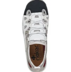 Rieker Damen Slipper weiß/grau L0539-80