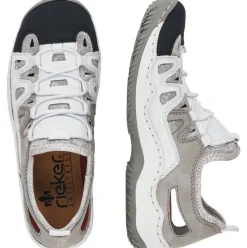 Rieker Damen Slipper weiß/grau L0539-80