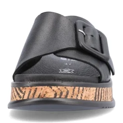 Rieker EVOLUTION Damen Pantolette dekorative Schnalle Sohle Korkoptik Leder schwarz S13 W0803-00