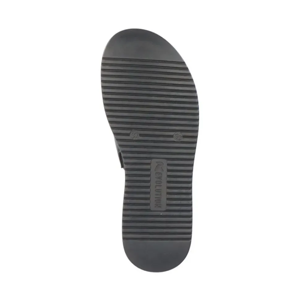 Rieker EVOLUTION Damen Pantolette dekorative Schnalle Sohle Korkoptik Leder schwarz S13 W0803-00