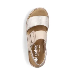 Rieker Keilsandalette H -Weite extra weit beige- silber S14 69260-60