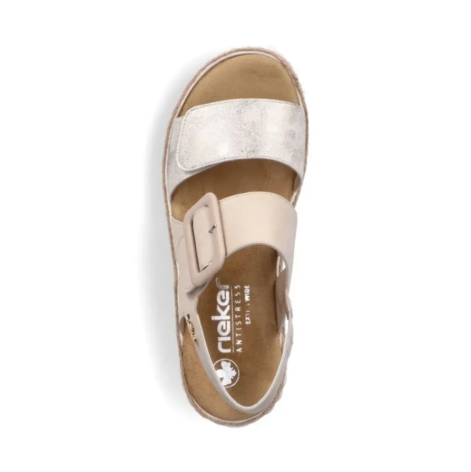 Rieker Keilsandalette H -Weite extra weit beige- silber S14 69260-60