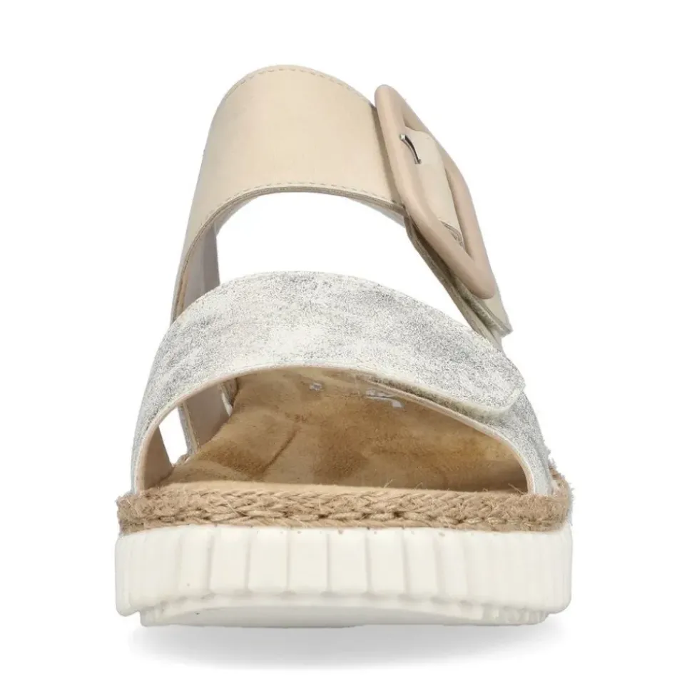 Rieker Keilsandalette H -Weite extra weit beige- silber S14 69260-60