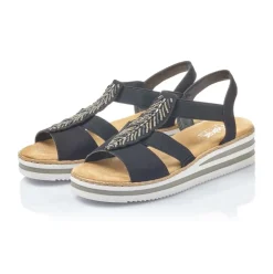 Rieker Keilsandalette Schlupf schwarz S14 V02C1-00