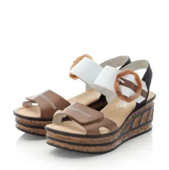 Rieker Sandale Keil Plateau Antistress Klettverschluss Antistress beige  68176-64