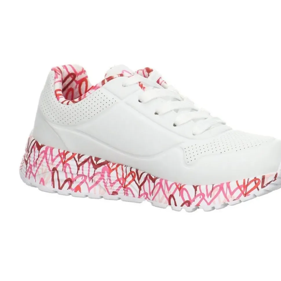 Skechers UNO LOVING LOVE WHT Wedges Sneakers Graffiti Print weiss S12 155506
