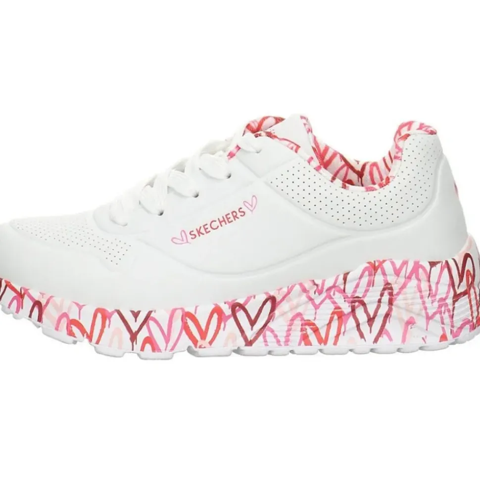Skechers UNO LOVING LOVE WHT Wedges Sneakers Graffiti Print weiss S12 155506