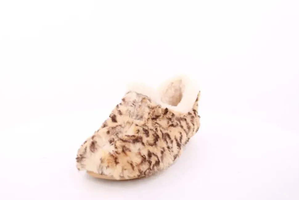 s`knöpfli Damen Hausschuh geschlossen leopardenmuster beige S23 Z29117