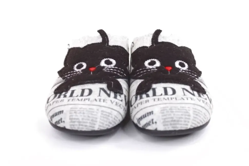 s`knöpfli Damen Hausschuh Pantolette Katzenmotiv Wechselfußbett grau S22 Z27587P