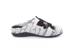 s`knöpfli Damen Hausschuh Pantolette Katzenmotiv Wechselfußbett grau S22 Z27587P