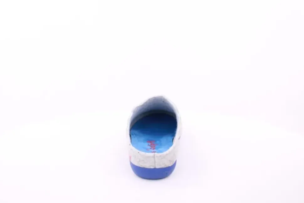 s`knöpfli Damen Hausschuh Pantolette Wechselfußbett Eulenmotiv blau S23 Z29403P