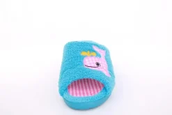 s`knöpfli Damen Pantolette Hausschuh Frottee Motiv- Druck blau S13 K27314