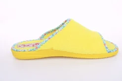 s`knöpfli Damen Pantolette Hausschuh Frottee Fisch- Motiv gelb S13 X27462