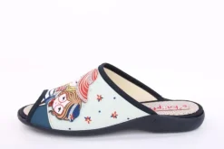 s`knöpfli Damen Pantolette Hausschuh Motiv blau S13 Z28827
