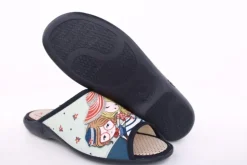 s`knöpfli Damen Pantolette Hausschuh Motiv blau S13 Z28827