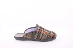 s`knöpfli Herren Hausschuh Pantolette kariert braun S23 AC11205