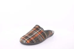 s`knöpfli Herren Hausschuh Pantolette kariert braun S23 AC11205