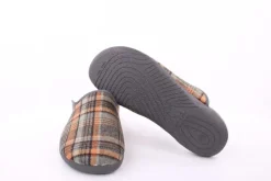 s`knöpfli Herren Hausschuh Pantolette kariert braun S23 AC11205