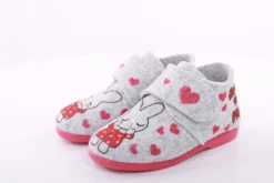 s´Knöpfli Kinder Hausschuh Klettverschluss Hasen Motiv grau S23 No34