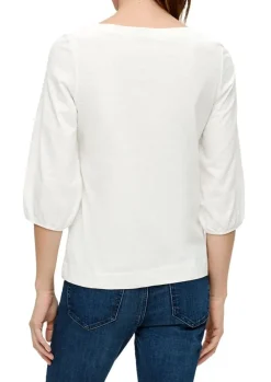 S.Oliver Baumwollshirt mit Puffärmeln weiß, blau schwarz S14 2145857