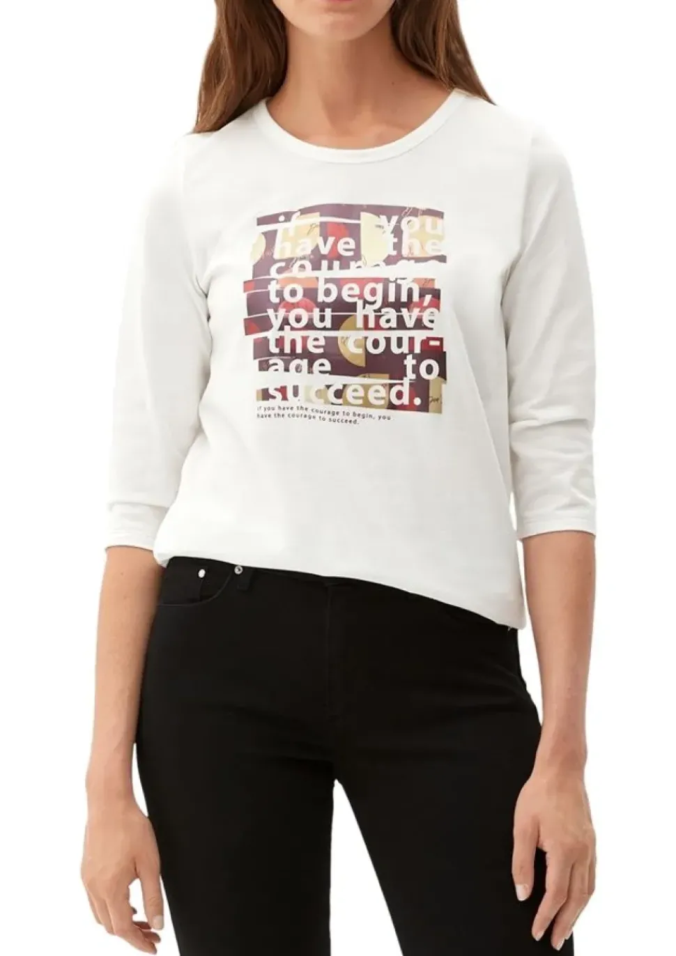 s. Oliver Damen Printshirt 3/4 Arm weiß S22 2121481