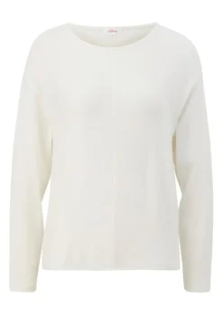 s.Oliver Damen Sweatshirt Rippstruktur weiß, blau S23 2136402