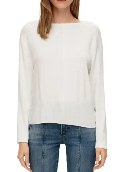 s.Oliver Damen Sweatshirt Rippstruktur weiß, blau S23 2136402