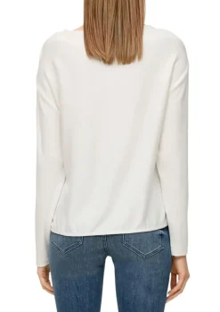 s.Oliver Damen Sweatshirt Rippstruktur weiß, blau S23 2136402