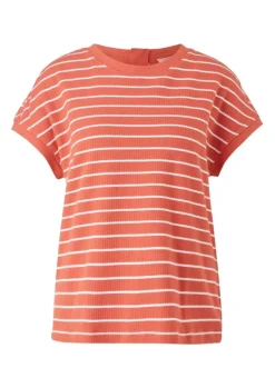 s.Oliver Damen T-Shirt überschnittene Schulter Streifen rot blau S12 2112331