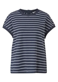 s.Oliver Damen  T-Shirt überschnittene Schulter Streifen rot blau S12 2112331