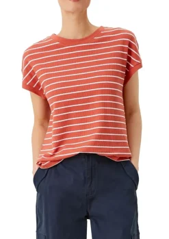 s.Oliver Damen T-Shirt überschnittene Schulter Streifen rot blau S12 2112331