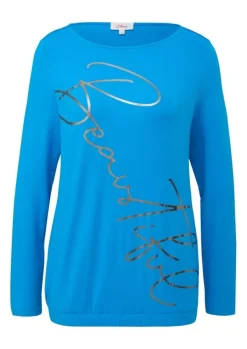S.Oliver Longsleeve mit Aufdruck blau & schwarz S23 2138908