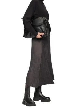 s.Oliver Midi-Satinrock Damen grau S24 2156498