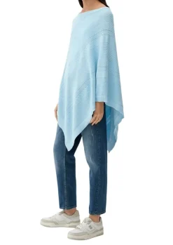 s.Oliver Strickponcho aus Viskosemix weiß, blau, orange S13 2128002