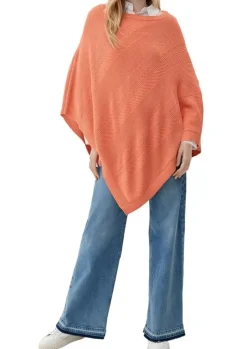 s.Oliver Strickponcho aus Viskosemix weiß, blau, orange S13 2128002