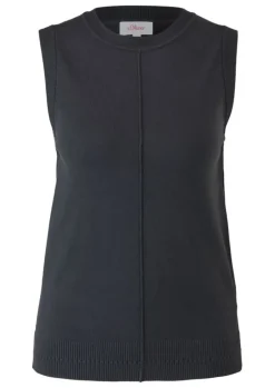s.Oliver Stricktop Pullunder Ripp- Details, Ziernahnt rot,grau,schwarz S22 2120337
