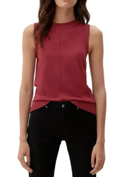 s.Oliver Stricktop Pullunder Ripp- Details, Ziernahnt rot,grau,schwarz S22 2120337