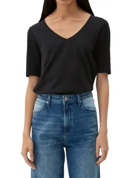 s.Oliver T-Shirt mit Rollsaum weiß, grün, schwarz, orange S13 2130253