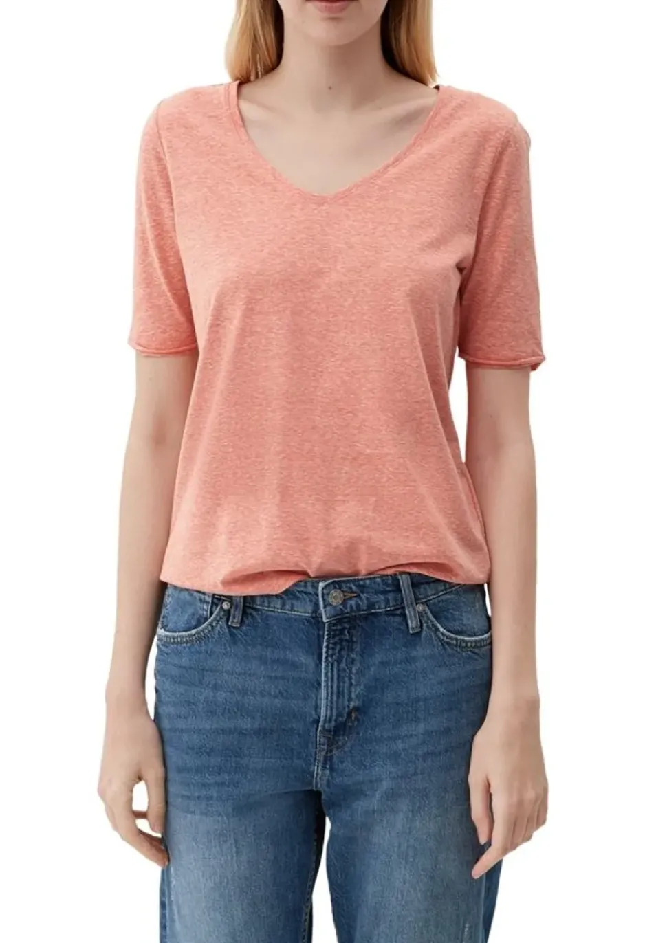 s.Oliver T-Shirt mit Rollsaum weiß, grün, schwarz, orange S13 2130253